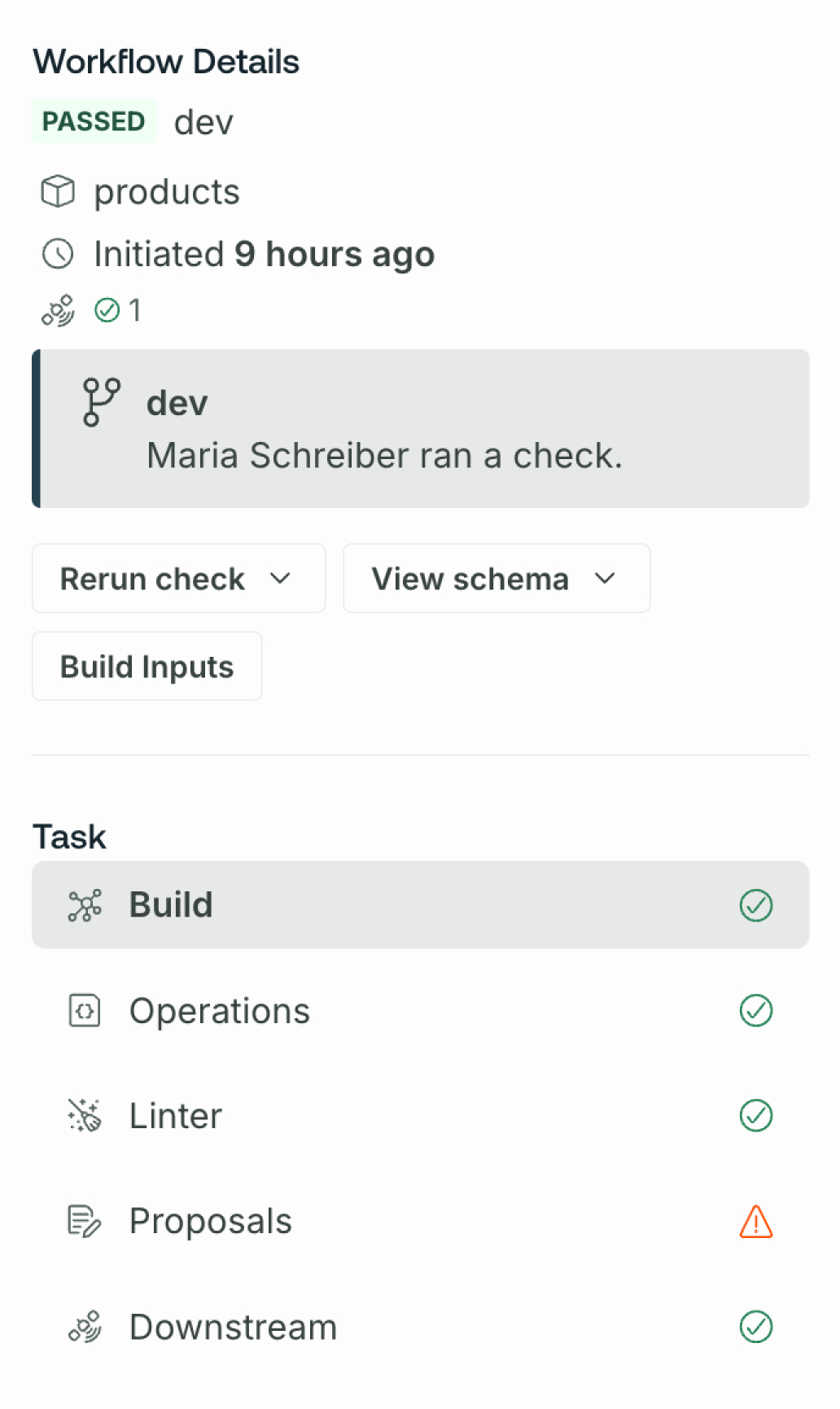 Downstream checks shown in Studio UI